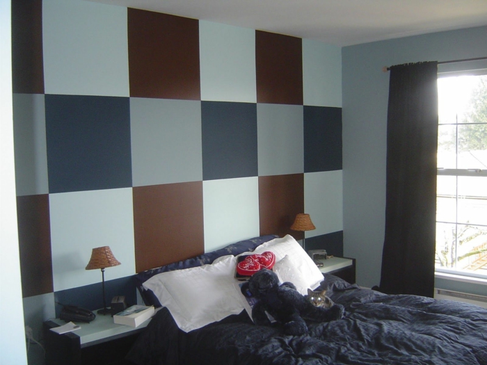 create a wall design color scheme rectangles bedroom
