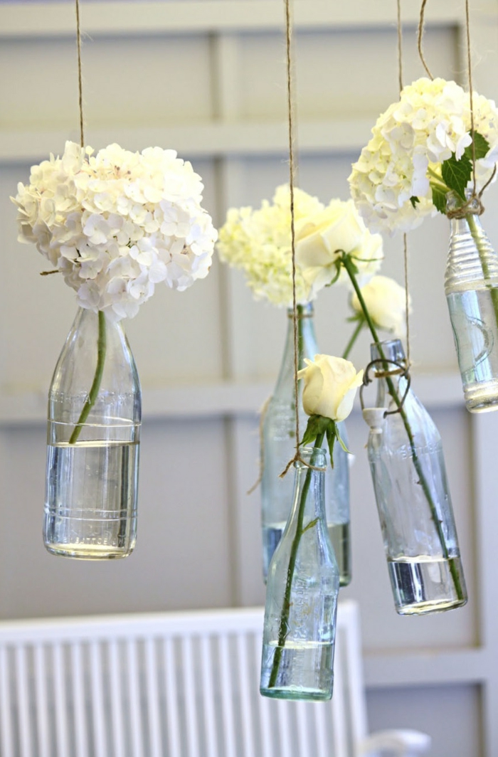 idées de décoration de maison créative bouteilles de fleurs