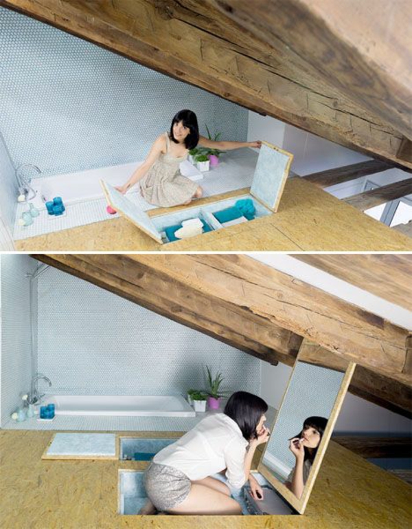 idées de vie créative toit appartement intégré salle de maquillage