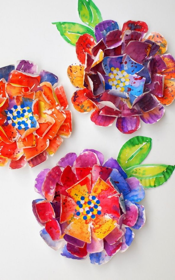 creatieve knutselen bloemen maken papier gekleurde grappige diy ideeën