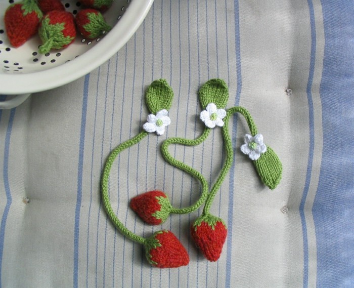 Crochet creative craft strawberry bookmark