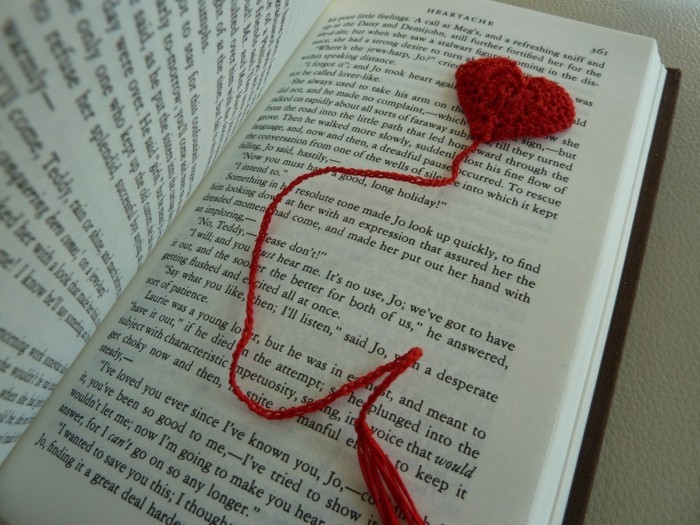 luova kauppa kirjanmerkki itse crochet sydän punainen
