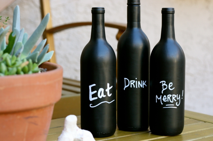 décorer des bouteilles de vin créatifs cuisine décoration