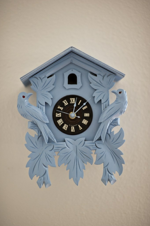 Κούκος ρολόι χτίσει ρολόι τοίχου Ξύλο μπλε