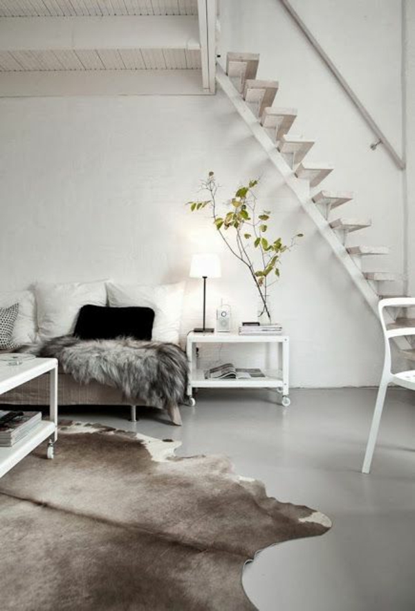 tapis de peau de vache meubles embarrassés meubles scandinaves