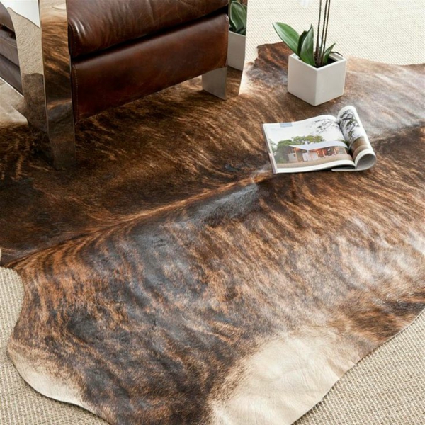 alfombra de cuero de vaca piso de sala de estar sofá de cuero de plantas de interior
