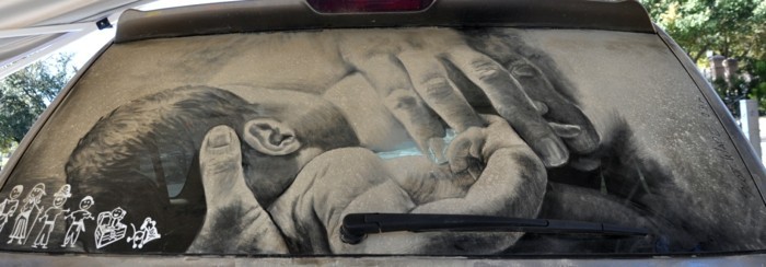 Art βρώμικο παράθυρο αυτοκινήτου