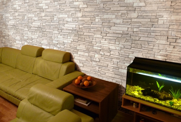 Kunstig stenmur design gulgrøn sofa