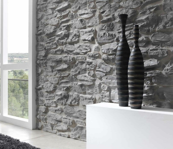 Kunstig sten vægbeklædning lys grå vaser