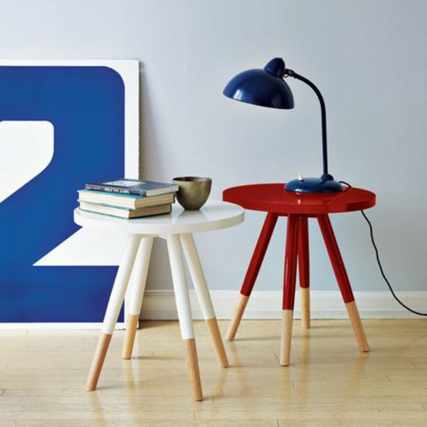 verfkleuren hout acrylverf meubels rond salontafels