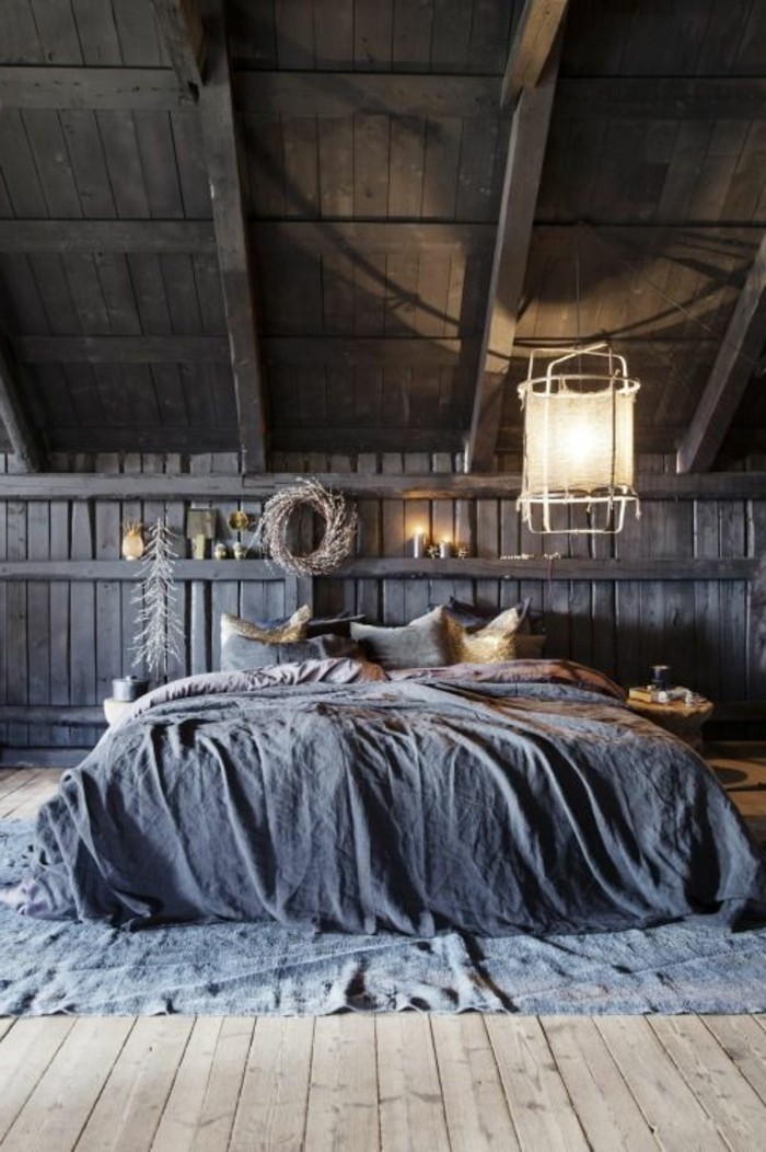 лампа спалня полилей дървен под покрив селски елементи