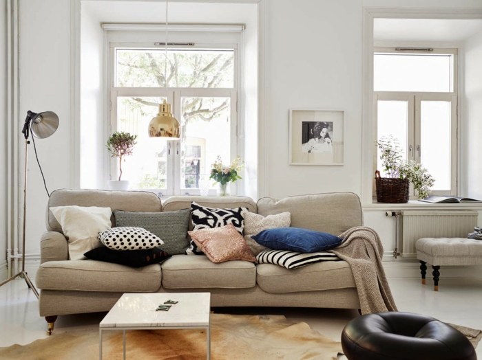 εξοχικό στυλ σαλόνι σουηδικό στυλ εξοχικό σπίτι γούνα χαλί