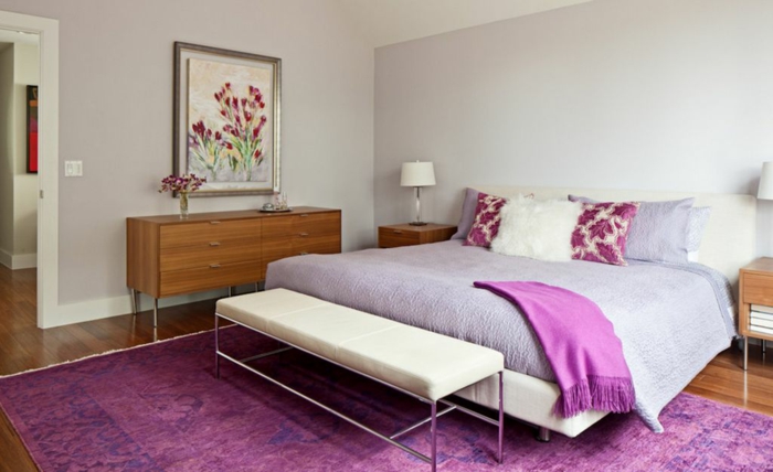 薰衣草彩色床罩violete羊毛地毯