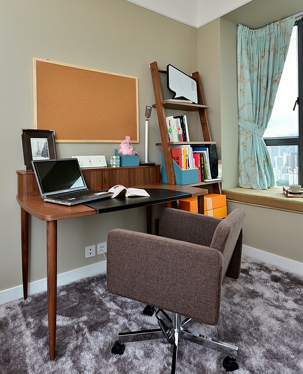 סולם מדף קיר המדפים DIY Office קומפקטי וילונות השולחן