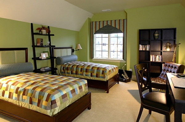 מדף מדף קיר מדפים DIY חדר השינה עיצוב קיר ירוק