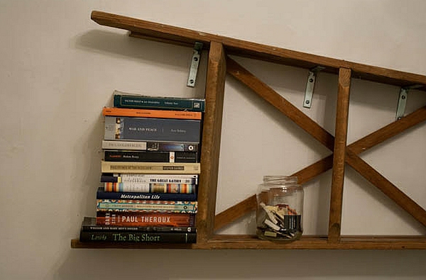 Ladder hylle vegg hyller DIY vintage bøker horisontal veggen
