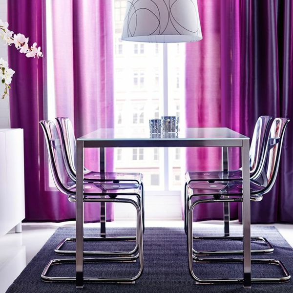purple metal curtains window curtains dining room table