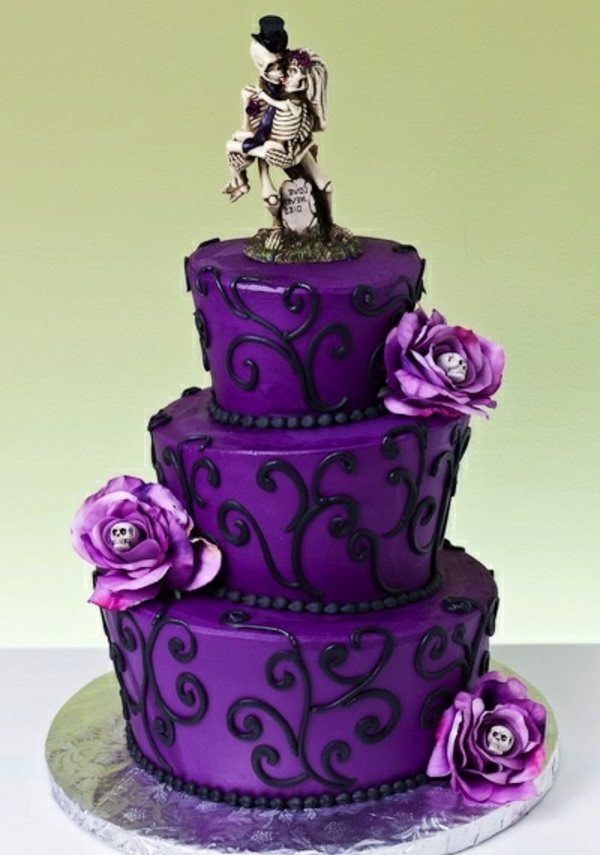 idées de gâteau de mariage violet motif foncé violet