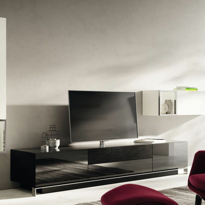 Lowboard tv gyvenamasis kambarys idėjų nustatyti baldų pavyzdžiai juoda