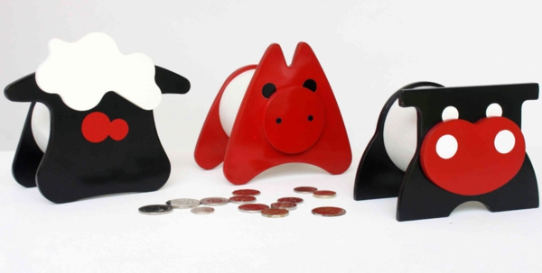 funny money boxes colored animals figures