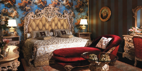 lujoso interior del dormitorio barroco