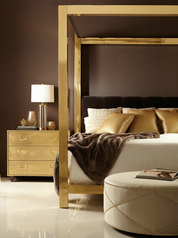 luksuriøse soveværelse guld accenter sengelad kaste pude
