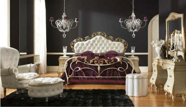 ideas de decoración de lujo cama real con oro