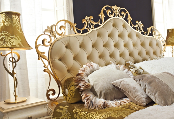 cabecera de ideas de muebles de lujo elegante con adornos de zarcillos