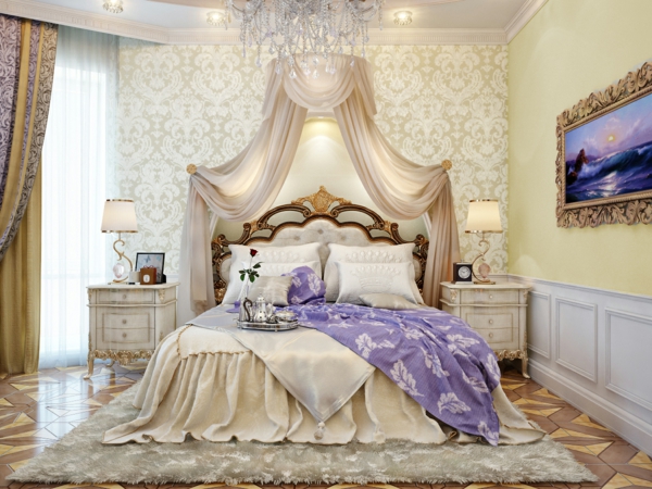 豪华家居装饰水晶吊灯和丝绸床上用品