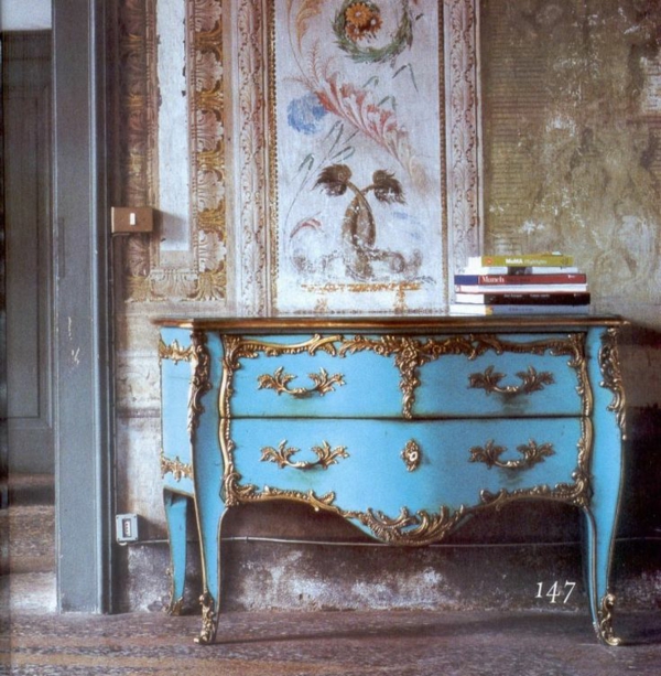meubles de luxe bleu commode italien