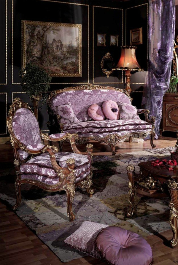 meubles de luxe style italien mobilier design meubles violet coussin canapé