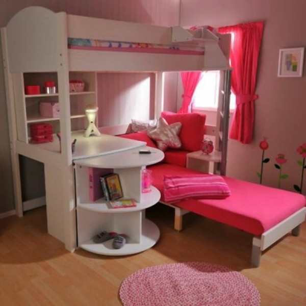 Girl's room fashion bunk bed desk