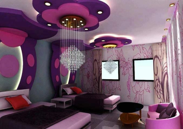 piges værelse design ideer lilla blomster lysekrone