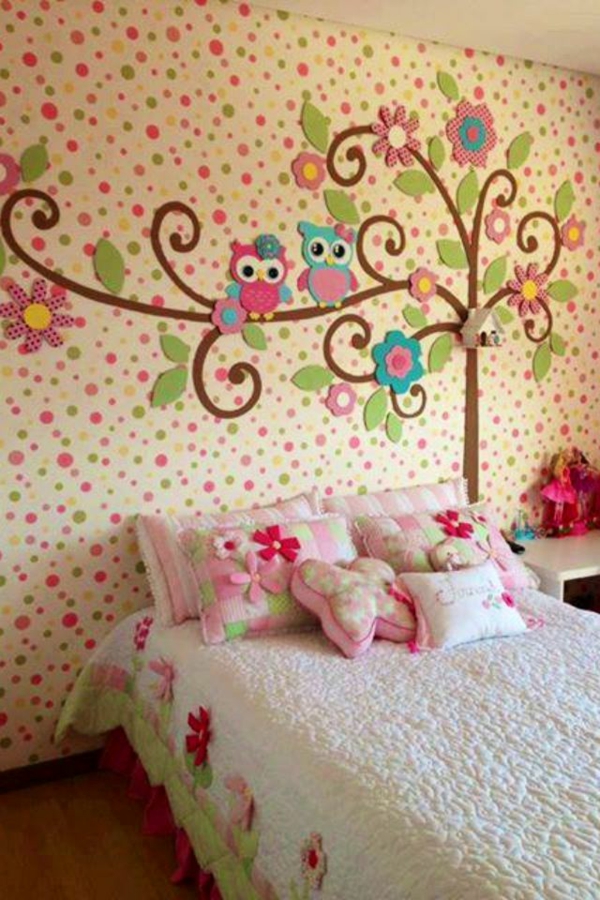 pige værelse design ideer væg deco seng