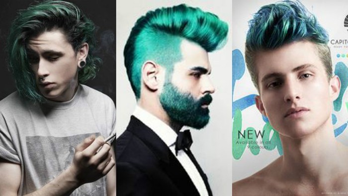 Αντρικά χτενίσματα 2017 μπλε-πράσινου χρώματος μαλλιών