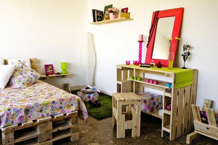 έπιπλα από παλέτες europalette παιδικό δωμάτιο ιδέες κρεβάτι