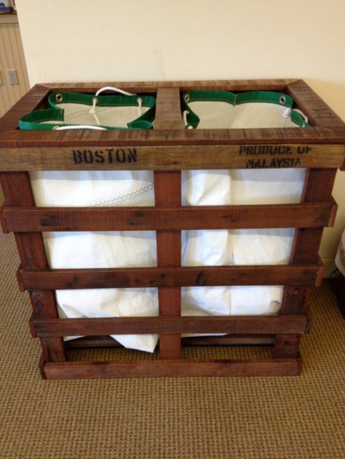 furniture from pallet laundry baskets