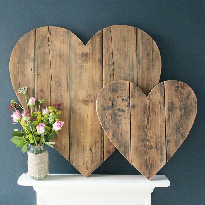 muebles de la paleta decoración de la pared ideas deco de madera corazón