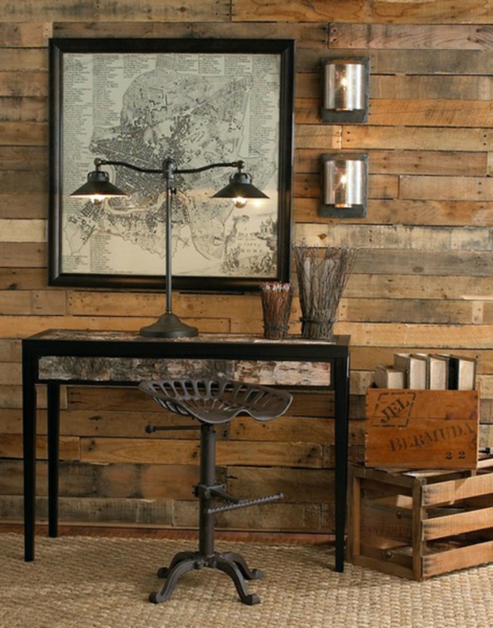 muebles hechos de paletas revestimiento de paredes de madera