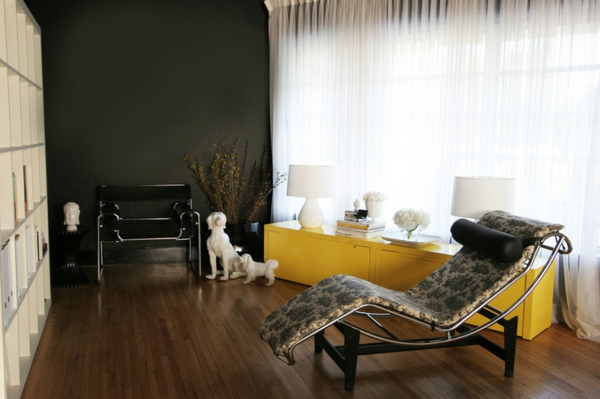 мебели цвят идеи стена боя жълт дизайнерски мебели бюфет модерен