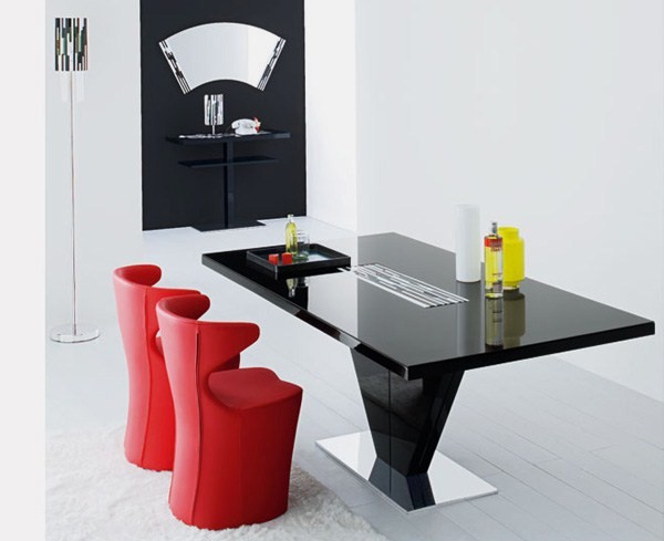 家具豪华创新扶手椅餐桌黑红色