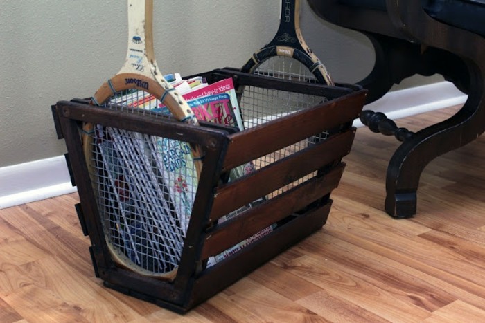 Meubles vous-même construire panier de rangement fonctionnel avec des raquettes de tennis
