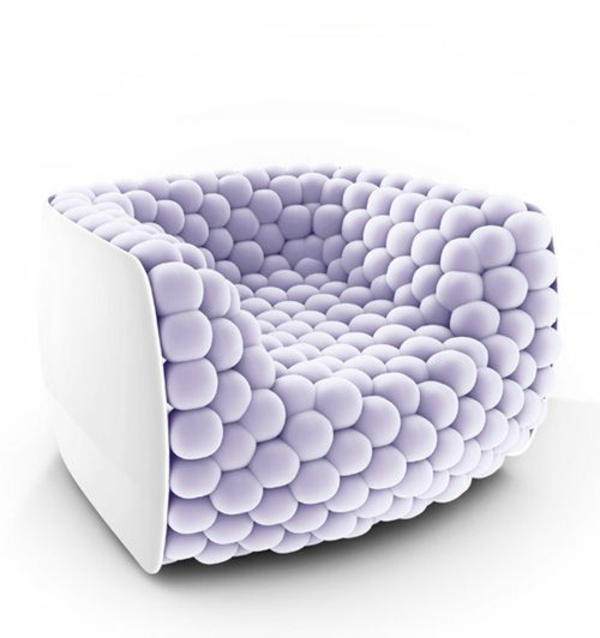 家具设计师卡洛·科伦坡软垫扶手椅设计师家具紫色