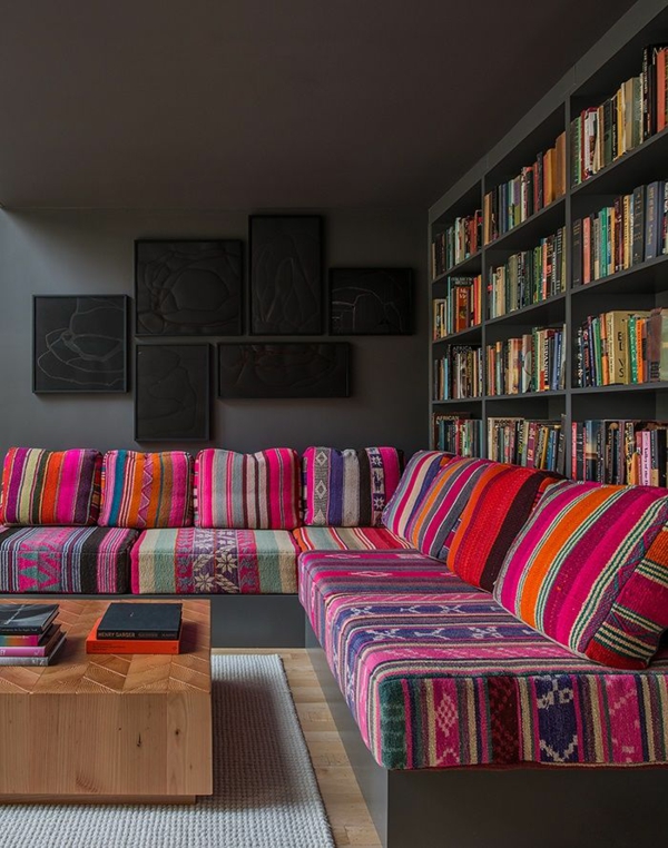 meubles couleurs dessins colorés salon canapé