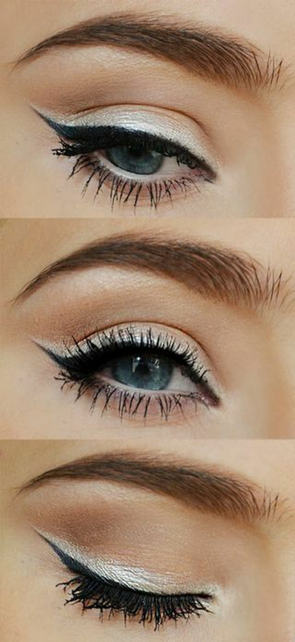 make-up tips ogen zwarte eyeliner zilveren oogschaduw