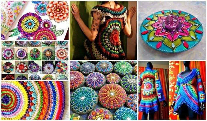 μάνταλα-πέτρες-ζωγραφική-ιδέες-χρωματισμένο χρώμα