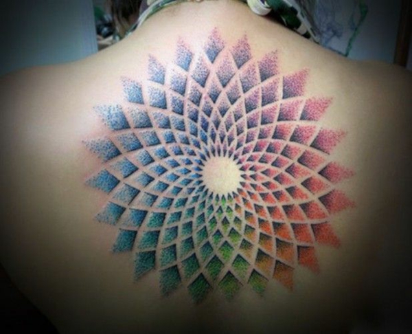 mandala tatovering lotus mandala tilbage farverig