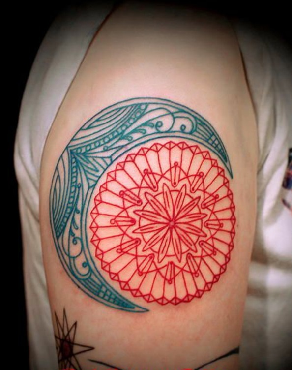 tatuaje mandala diseño luna