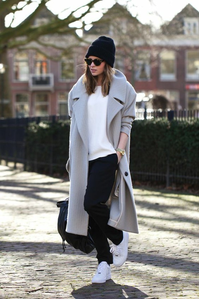 kabát šedé dámy současné módní trendy padají módní barvy