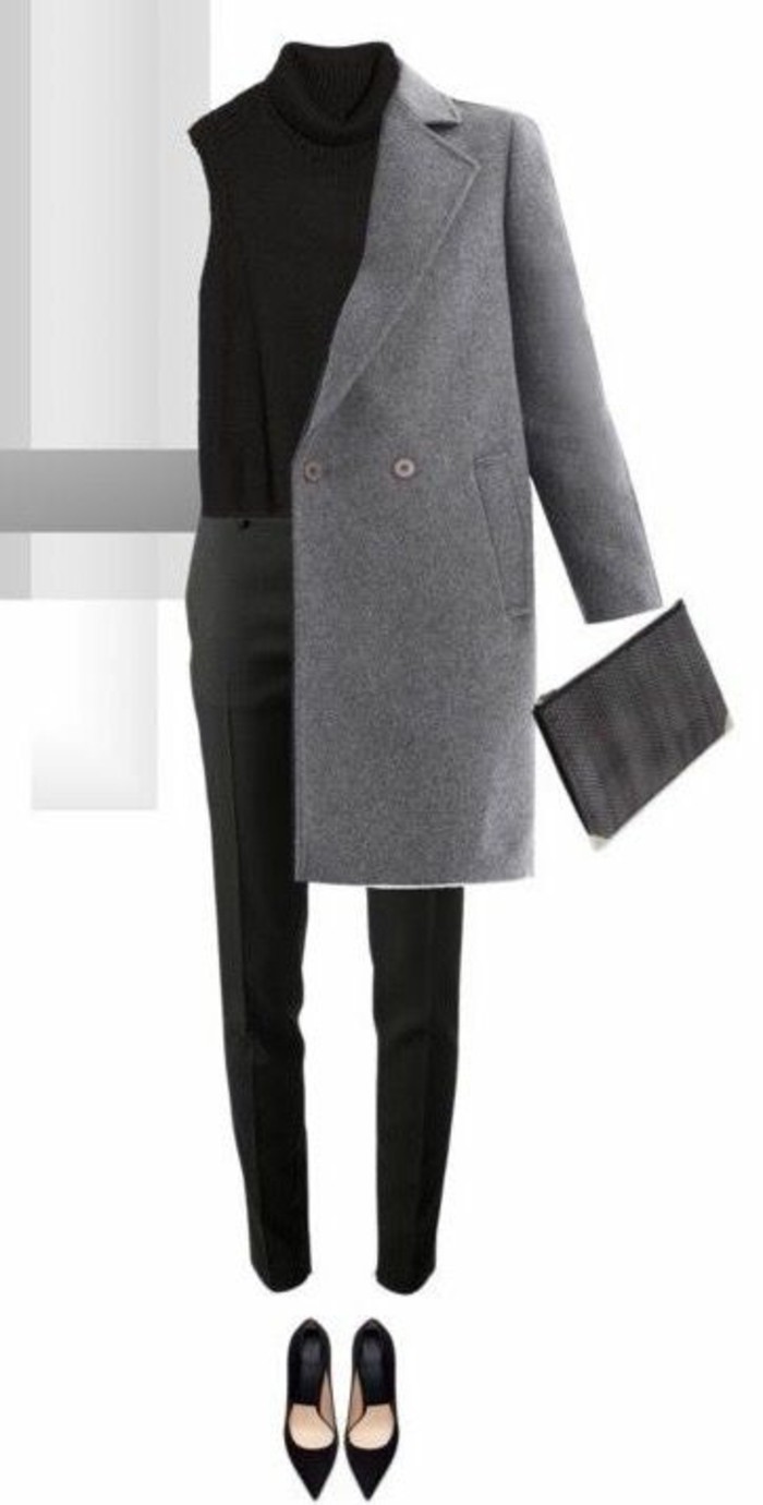 kabát šedé dámské módní trendy podzimní módní oblečení